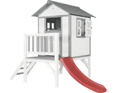 Produktbild von AXI Spielhaus Beach Lodge XL in Weiß mit Rutsche in Rot | Stelzenhaus aus Holz für Kinder | Kleiner Spielturm für den Garten