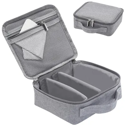 Imagen del producto de Estuche para gafas con 4 compartimentos, color gris, para gafas de sol, estuche de viaje