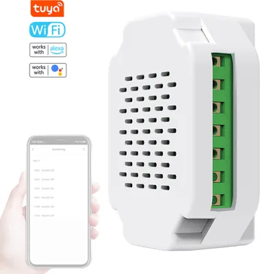 Produktbild von Tuya WiFi Intelligenter Ein-Aus-Controller, Hausautomations-Relaisschalter, Smartphone-APP-Steuerung, kompatibel mit Alexa und Google Home fuer Sprachsteuerung