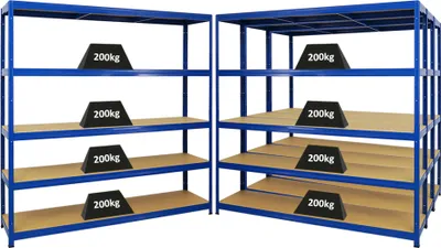 Produktbild von Mega Deal | 4x Schwerlastregal Giant Elephant | HxBxT 180x180x45cm | Fachlast 200kg | Blau