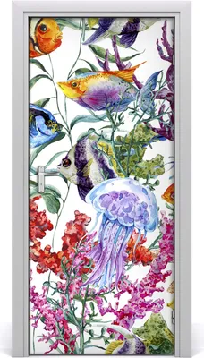 Produktbild von Tulup Türaufkleber 95x205 cm Dekorative Aufkleber Selbstklebend Wasserdichte Tapete Abnehmbar Schlafzimmer Wohnzimmer Wohnkultur - Unterwasserwelt