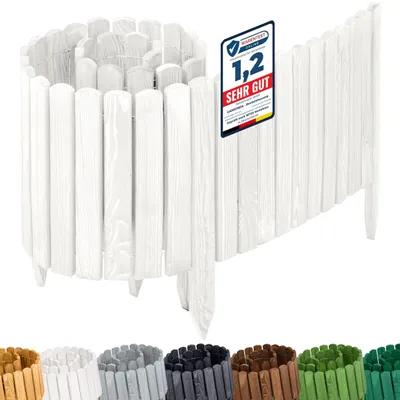 Produktbild von Garronda Rasenkante Holz Beeteimfassung imprägniert 200 cm x 40 cm Flexibler Rollborder Zaun für Garten GD-0110 (Weiß, Höhe: 40 cm)