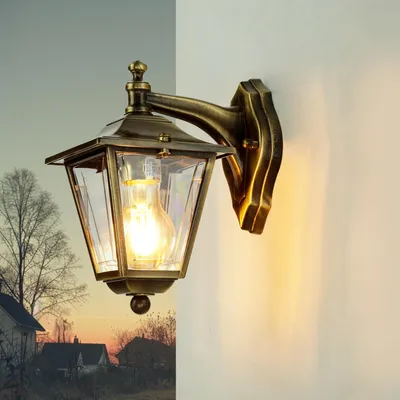 Produktbild von Außenwandlampe IP43 E27 Echt-Messing Rustikal Außenleuchte Wand Terrasse Hof
