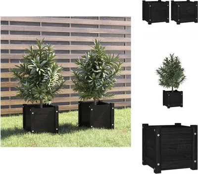 Produktbild von vidaXL Pflanzkübel 2 Stk. Schwarz 31x31x31 cm Massivholz Kiefer -  Blumentöpfe & Pflanzgefäße