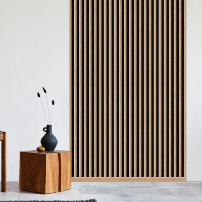 Image de Panneau mural d'angle - Décoration murale / panneau de plafond - Ornement mural - Aucun perçage nécessaire - 252 cm - Chêne naturel