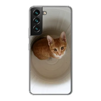 Produktbild von MuchoWow® Handyhülle Schutzhülle Hülle für Samsung Galaxy S22 Katze - Mülleimer - Weiß Silikon Softcase Handy Hülle - Mobiltelefonhülle