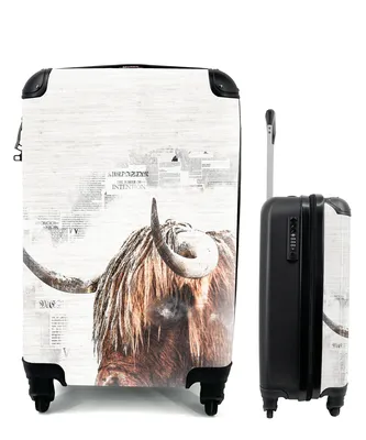 Produktbild von MuchoWow® Koffer Handgepäck Trolley Rollkoffer Kleine Reisekoffer mit 4 Rollen - Scottish Highlander - Tiere - Zeitungsartikel - Cabin Size < 55x40x23 cm & 55x40x20 cm - Fotokoffer - Kabinenkoffer - Boardgepäck - Reise-Box - Reisekoffer - Reisegepäck - Koffer mit Bild - Trolley für Kinder