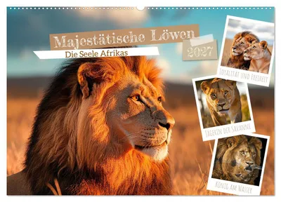 Produktbild von Majestätische Löwen - Die Seele Afrikas (Wandkalender 2027 DIN A2 quer), CALVENDO Monatskalender