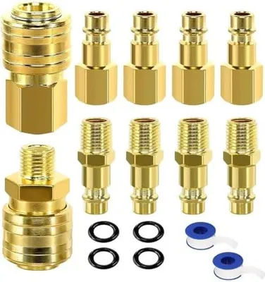 Produktbild von 10 Stück Druckluft Schnellkupplung, 1/4 Zoll BSP/NPT Luftkompressor Anschlüsse Schnellanschluss mit Gewinde Euro Druckluftkupplung