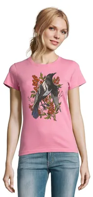 Produktbild von Damen Rabe Krähe Vogel Preiselbeere Pflanzen Wald Fun Motiv