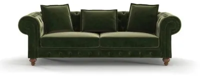 Image de Chesterfield textile vert Canapé trois places de luxe Canapé style salon
