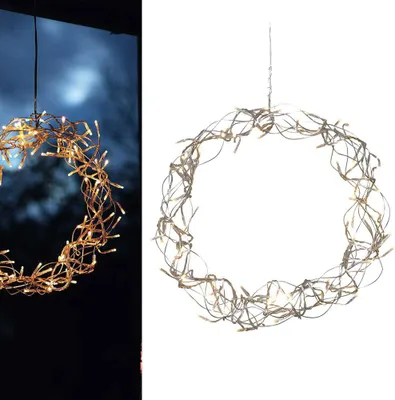 Produktbild von Eglo LED Lichterkranz Weihnachtskranz Curly Silber Ø30cm warmweiß 2600K zum Aufhängen