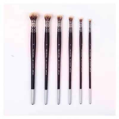 Produktbild von 6PCS Haar Naturholzstab Griff Öl- und Acrylmalerei Kunstpinsel zum Zeichnen