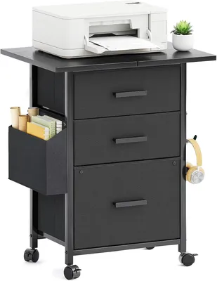 Image de Armoire mobile avec 3 tiroirs, plateau de travail extensible, format A4/Letter, montée sur roulettes, pour le bureau