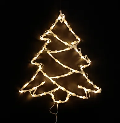 Produktbild von DEGAMO Fensterbild Weihnachtssilhouette Weihnachtsbaum 42cm, 50 LED weiss, 230V