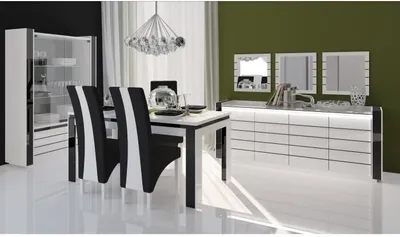 Image de Salle à manger LINA buffet + vitrine + table 160cm + 3 miroirs