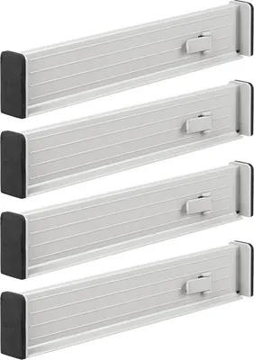 Produktbild von Trennelement Schublade verstellbar 4er Set Schubladeneinsatz mDesign Hellgrau
