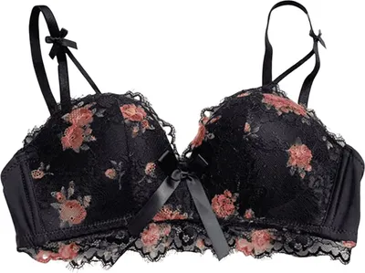 Produktbild von Damen-BH mit Blumendruck, Spaghettiträger, kabellos, Anti-Hängenbleiben, Schleifendekor, gepolstert, Push-up-Rückenverschluss, Sport-BH für den Alltag