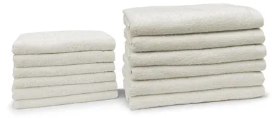 Produktbild von Eleganzzz Badezimmer-Set 12-teilig – Elfenbein – 100% Baumwolle – 6 Handtücher + 6 Badetücher