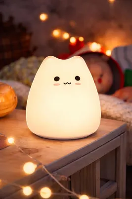 Produktbild von LED Katzenlampe Nachtlicht – süße Kinderlampe mit warmweißem Licht & Farbwechsel