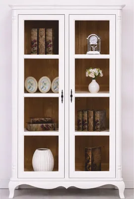Zdjęcie produktu dla Casa Padrino witryna w stylu rustykalnym z 2 szklanymi drzwiami biały / brązowy 112 x 49 x h. 190 cm