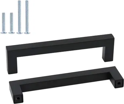 Produktbild von 10 Stück Küchengriffe 128mm Möbelgriff Edelstahl -LSJ12BK128 Küchengriff Schrankgriffe Schubladengriffe Möbelgriffe Schwarz Griffe Küche Schwarz