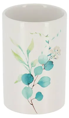 Produktbild von TENDANCE | Badezimmerbecher - Aquarelle Eukalyptus - Weiß - Elegantes Design - Funktional und Stilvoll