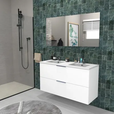 Produktbild von Möbel MALAGA 120 cm + Waschbecken + Spiegel / Weiß