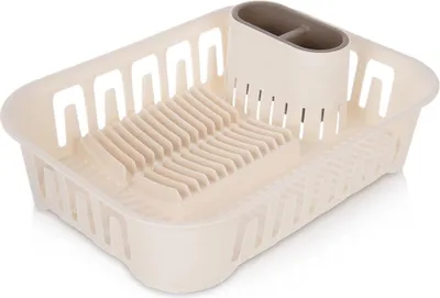 Image de Égouttoir à vaisselle avec porte-couverts, crème, 39 x 29 x 11 cm