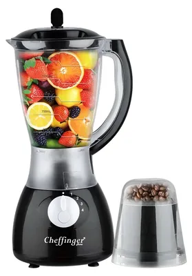 Immagine prodotto di Cheffinger, frullatore 1,5 l 1000 W a 4 velocità con 6 lame in acciaio inossidabile, nero