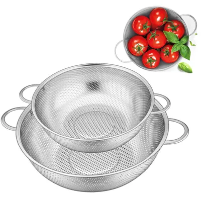 Image de 2 passoirs de cuisine avec poignées, idéaux pour les pâtes et les légumes