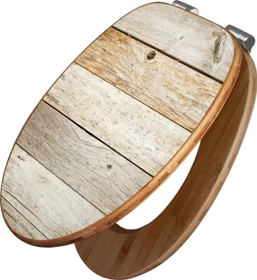 Produktbild von banjado Design WC Sitz Bambus Absenkautomatik -Graues Holz - Toilettendeckel mit Absenkautomatik Holz/hochwertiger Bambus Klodeckel/WC-Sitz für alle gängigen Toiletten [TDB2 12172]