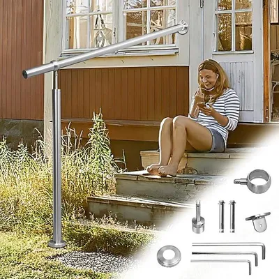 Produktbild von Handlauf Edelstahl, Treppengeländer außen, Winkel Einstellba Eingangsgeländer 180CM, Handlauf für Treppen Innen und Aussen, Geländer Edelstahl außen, Wandhandlauf Für Treppen und Türen