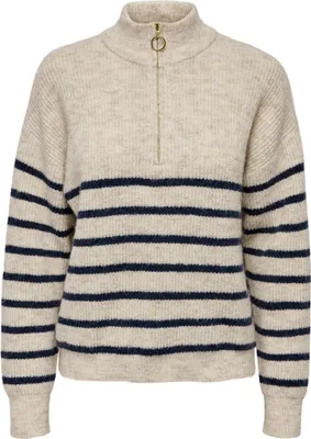 Image de ONLY Pull rayé avec fermeture éclair et col montant Taille : L