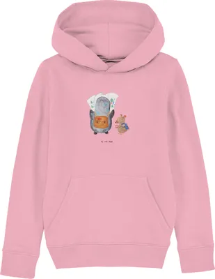 Produktbild von Mr. & Mrs. Panda Kinderpullover Pinguin & Maus Wanderer 7-8 Jahre (122/128) - Baumwolle Pink - Geschenk, Ausflug, Hoodie, Pullover, Wandern, Sweatshirt, Abenteuer