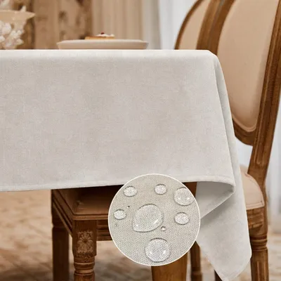 Immagine prodotto di Tovaglia lavabile, color crema, 145 x 215 cm, impermeabile, aspetto lino, rettangolare