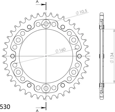 Obrázok produktu pre Stealth-Kettenrad Supersprox 530 - 42Z (silber) RST-1306:42-SLV|ID 134,0 LK 160,0 6-Loch