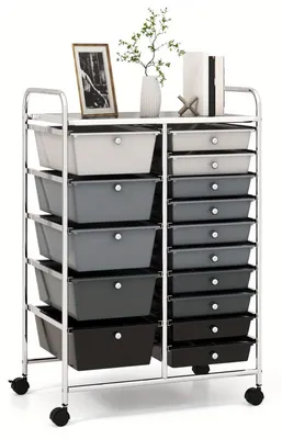 Immagine prodotto di Carrello portautensili con 15 scomparti - Carrello mobile per utensili - Carrello portaoggetti - Organizer - Carrello multifunzione