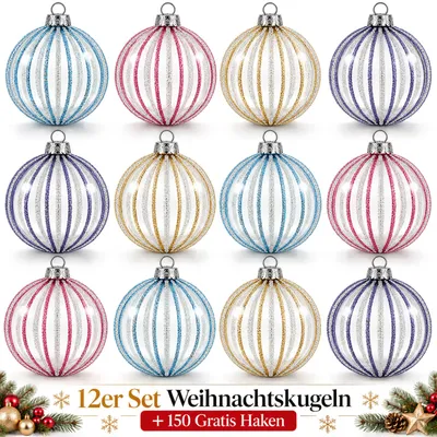 Produktbild von Weihnachtskugeln Gold 12er Set Glas Christbaumkugeln Christbaumschmuck Kugeln