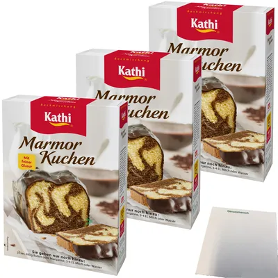 Produktbild von Kathi Backmischung für Marmorkuchen 3er Pack (3x450g Packung) + usy Block
