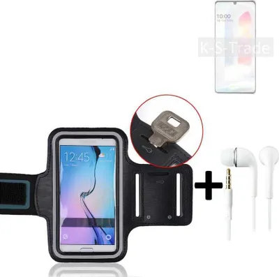 Produktbild von TOP SET kompatibel mit LG Electronics K31 Neopren Jogging Armband Sportarmband Oberarmband kompatibel mit LG Electronics K31 schwarz mit Reflektor