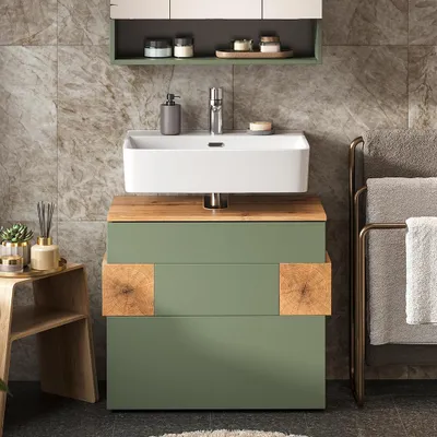 Immagine prodotto di Mobile sottolavabo per bagno Vicco Eden Verde 70 x 64.5 cm con 2 cassetti, Model 59755