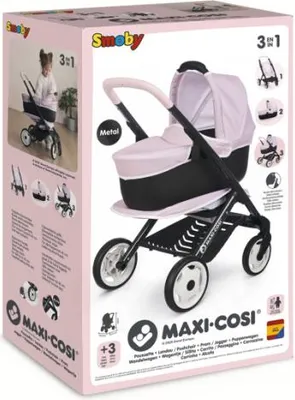 Obrázek produktu pro Maxi Cosi Kočárek 3v1 pro panenky, růžovo-černý, od 3 let