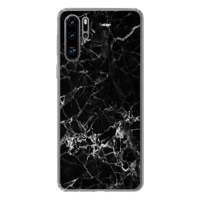 Produktbild von MuchoWow® Handyhülle Schutzhülle Hülle für Huawei P30 Pro Marmor - Stein - Schwarz Silikon Softcase Handy Hülle - Schutzdeckel