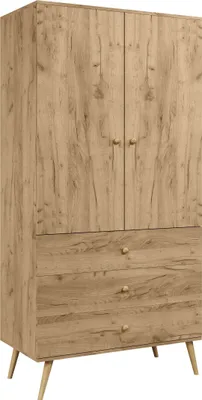 Produktbild von FEDVE Schrank Kleiderschrank Monalin Garderobe Holzschrank + 3 Schubladen 100x180 cm EICHENFARBE