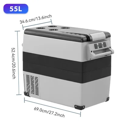 Produktbild von Auto Kühlbox 55L - Kompressor Kühlschrank/Gefrierbox - 12/24V DC - -20°C bis 20°C - Tragbare Camping Kühltruhe - Für Auto LKW Wohnmobil