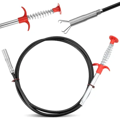 Obrázek produktu pro Kleště na čištění potrubí, 160 cm, spirála pro čištění potrubí, flexibilní odtoková spirála