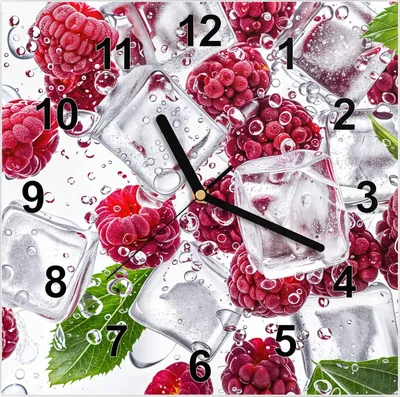 Produktbild von Wanduhr aus Glas mit Motiv Himbeereis- 30 x 30 cm - inkl. Aufhängesystem