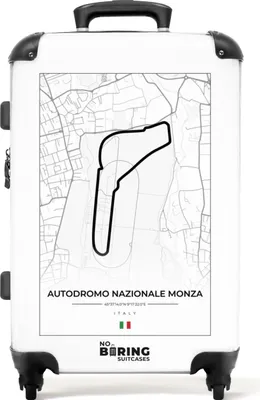 Produktbild von NoBoringSuitcases.com® Großer Koffer - Rennstrecke - F1 - Autodromo Nazionale Monza - Weiß - Rennen - Kombinationsschloss TSA - Hartschalen Trolley 4 Rollen - 72 liter - Reisekoffer - 66 cmKoffer Mittelgroß 67x43x25 cm, 72L,