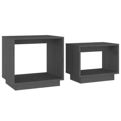 Produktbild von vidaXL Satztische 2 Stk. Grau Massivholz Kiefer